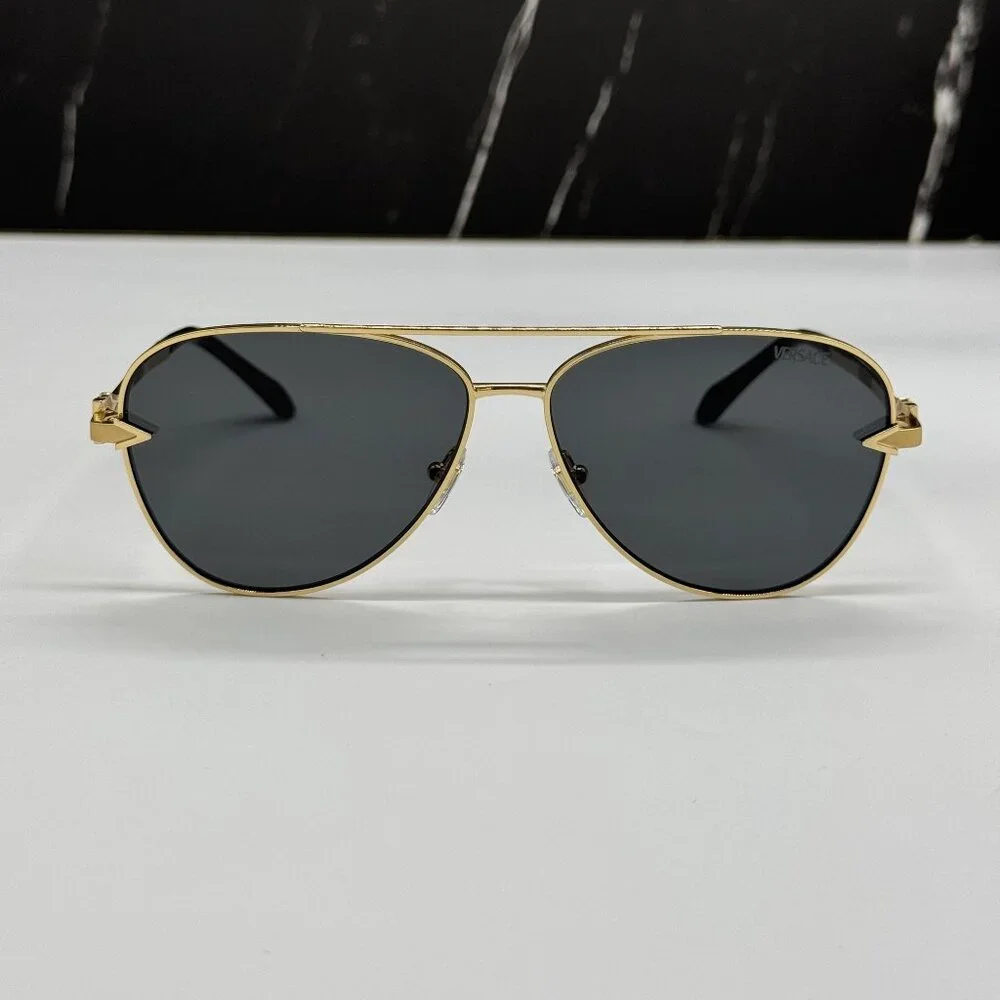 NEW VERSACE VE2283 1002/87 GOLD GREY UNISEX SUNGLASSES VERSACE VE2283 100287
